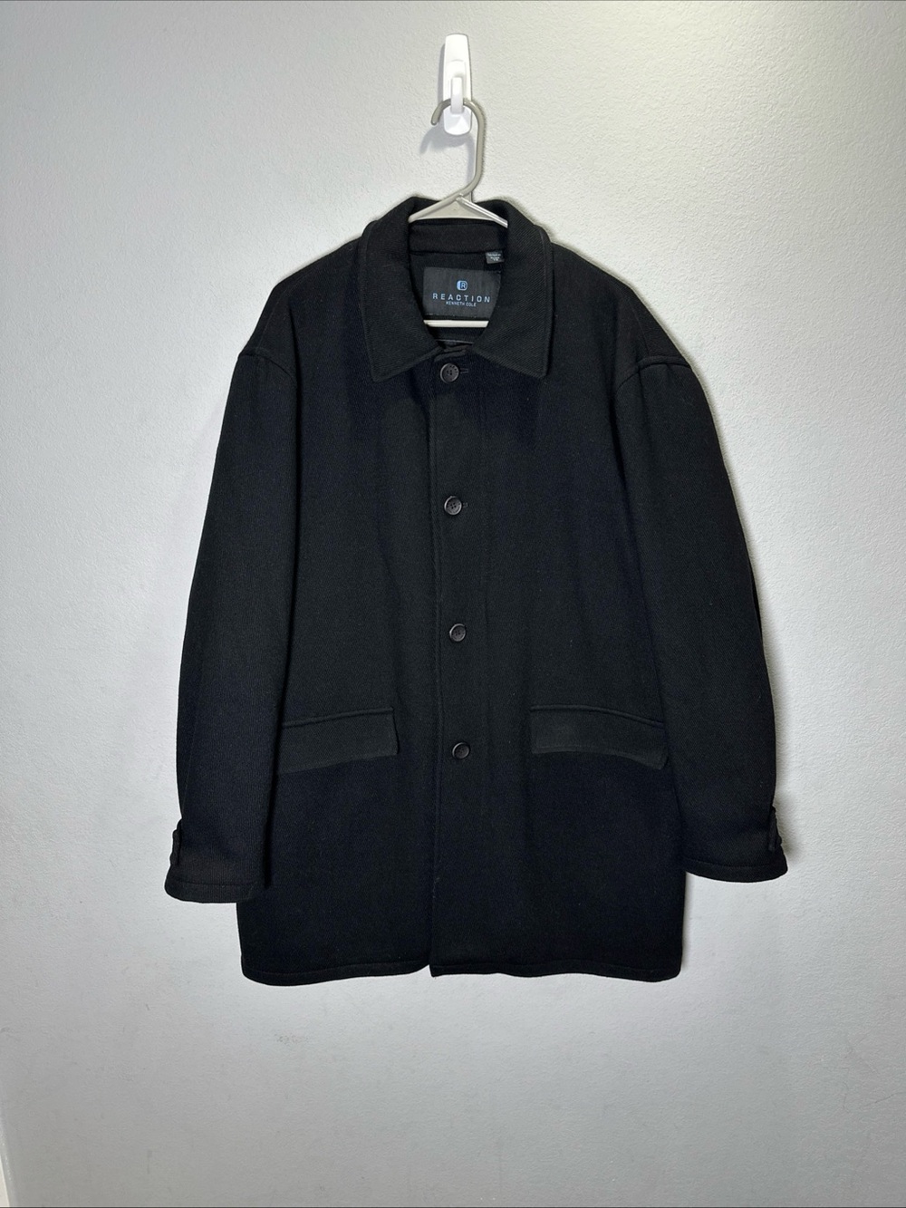 Reaction Kenneth Cole Men's Black Wool Pea Coat
